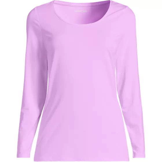 Women's Lightweight Jersey Skimming Long Sleeve Scoop Neck T-shirt - primary