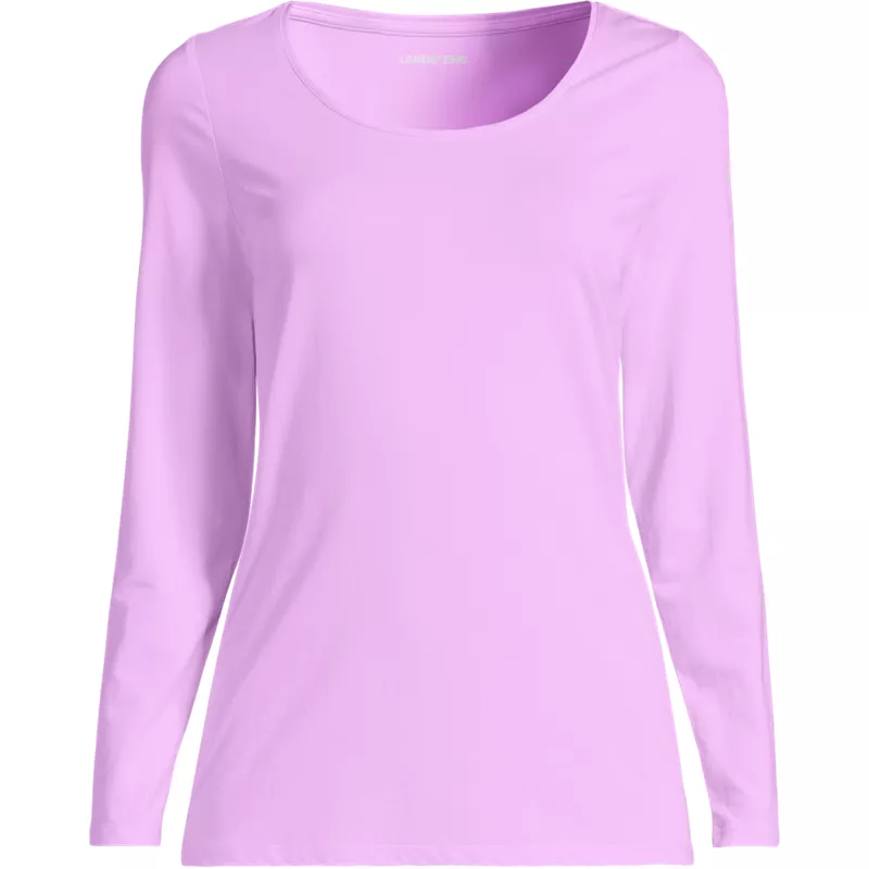Women's Lightweight Jersey Skimming Long Sleeve Scoop Neck T-shirt, Front