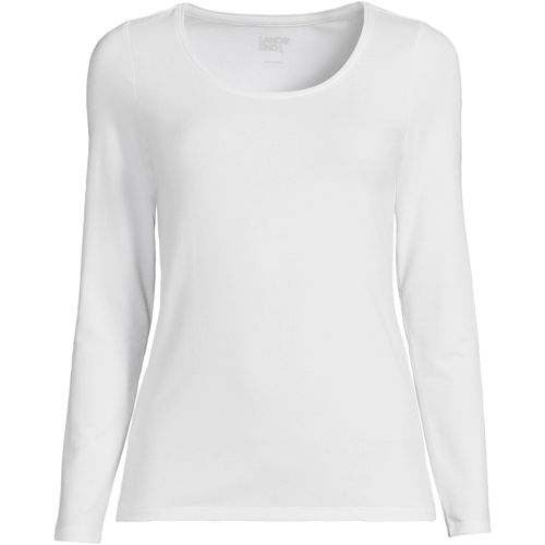 Cotton Modal Scoop Neck Top, Women, size: 1XL, plus, White, Cotton Modal, by Lands' End