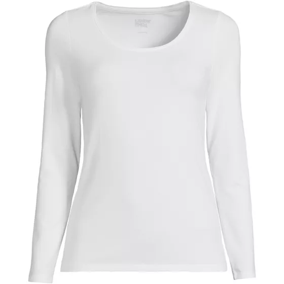 Women's Plus Size Lightweight Jersey Skimming Long Sleeve Scoop Neck T-shirt - primary