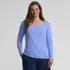 Women's Lightweight Jersey Skimming Long Sleeve Scoop Neck T-shirt, Front