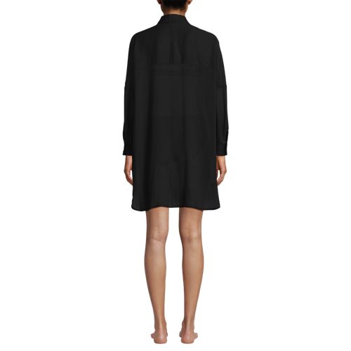 Women's Sheer Oversized Button Front Swim Cover-up Shirt - image 2