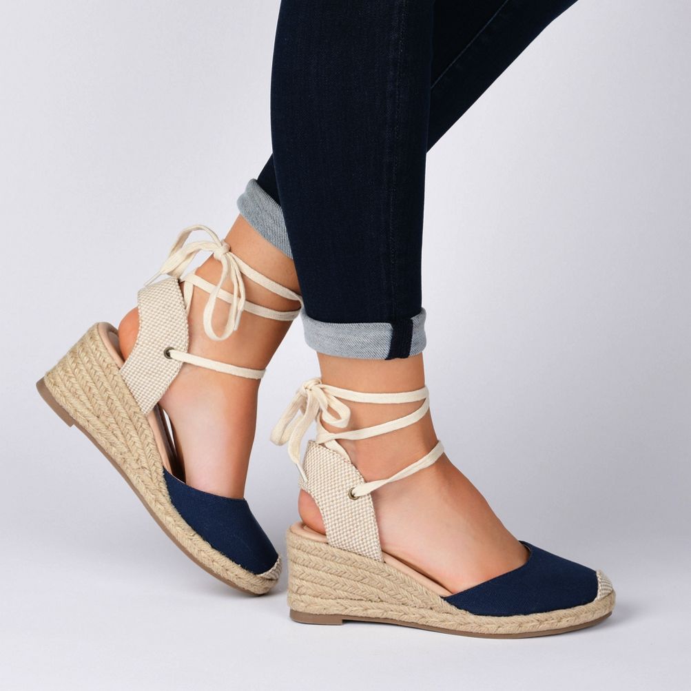 Journee Collection Women's Monte Lace Up Wedge Sandals | Lands' End