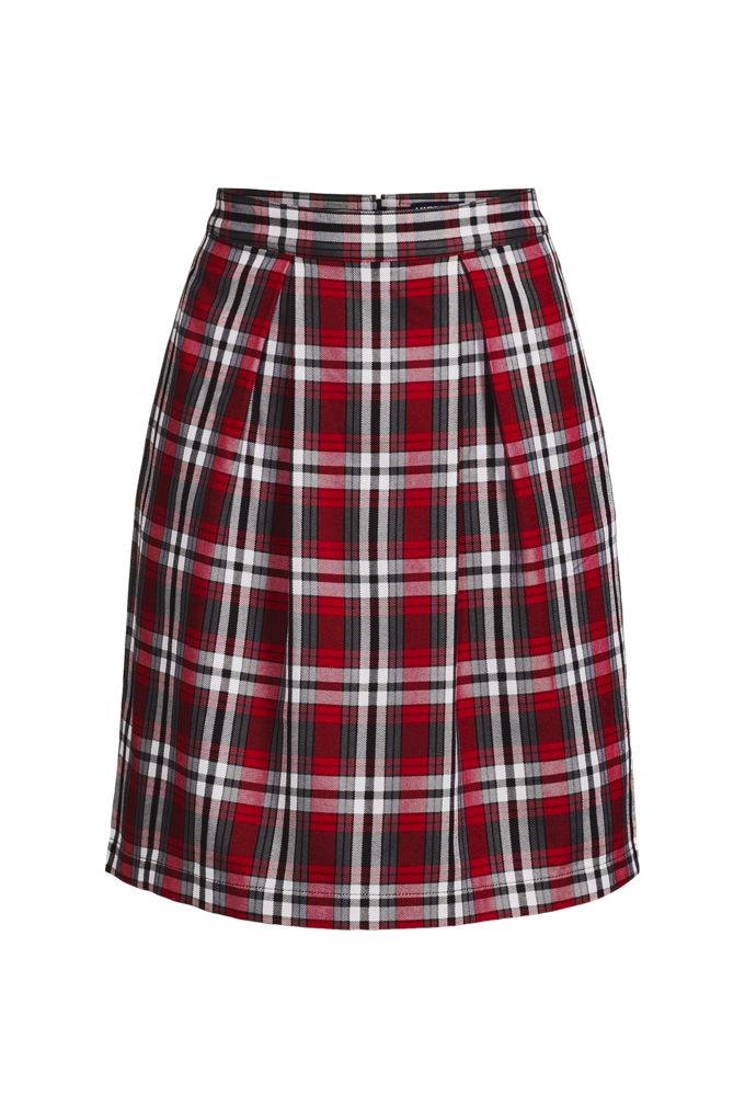 School Uniform Women's Plaid Skort Top of Knee - Lands' End - Red - 0