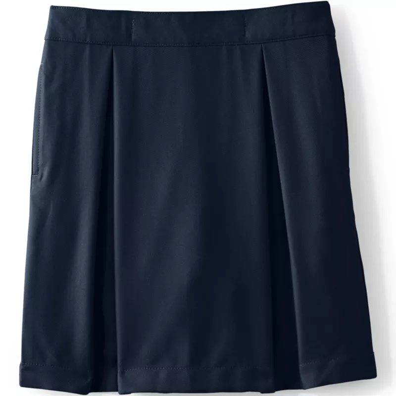 Girls Solid Pleated Skort Top of Knee, Front