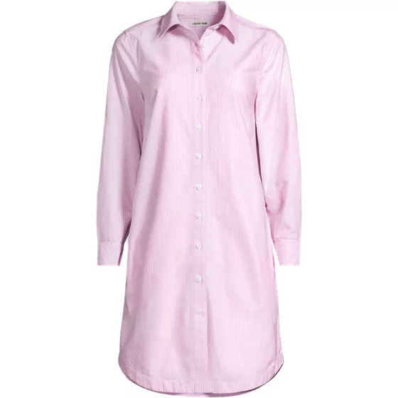 Women's Oxford Long Sleeve Button Front Shirt Dress - primary