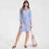Women's Oxford Long Sleeve Button Front Shirt Dress, alternative image