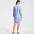 Women's Oxford Long Sleeve Button Front Shirt Dress, Back