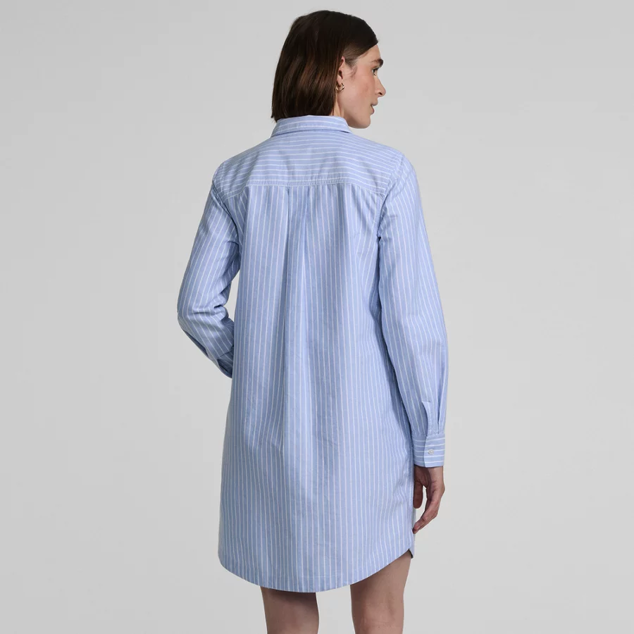 Women's Oxford Long Sleeve Button Front Shirt Dress view 6