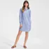 Women's Oxford Long Sleeve Button Front Shirt Dress, Front