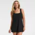 Women's Plus Size Scoop Neck Mini Swim Dress Swimsuit, Front