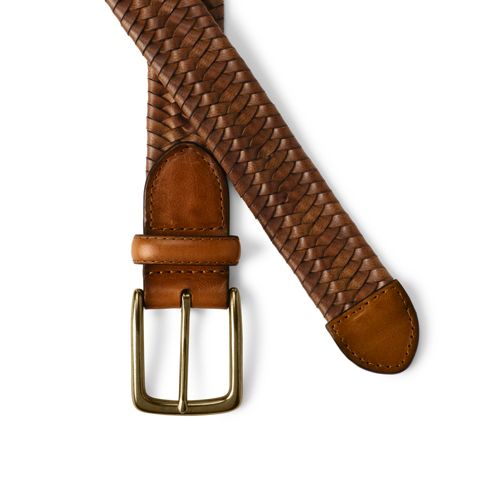 Brown Braided Leather Belt with Gunmetal Buckle Made in Florence