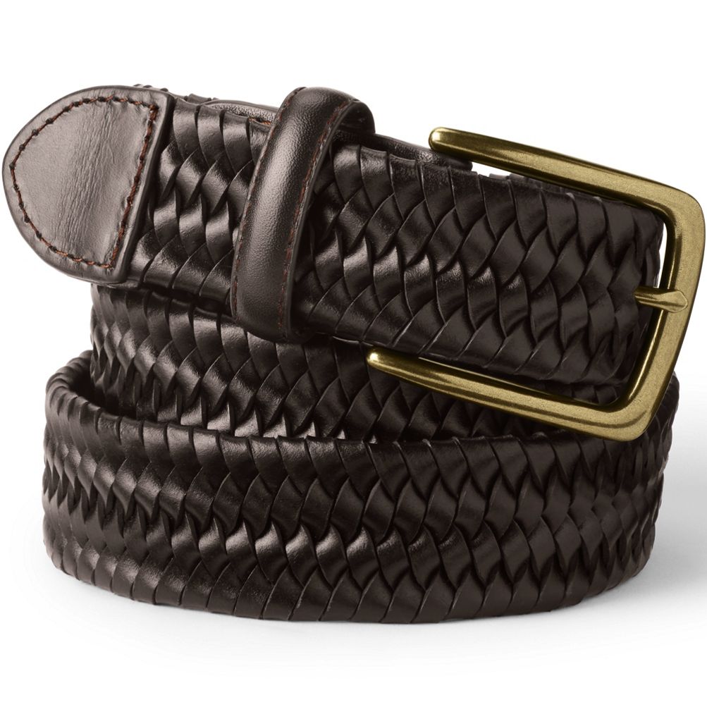 Braided Cotton Leather Tab Belt