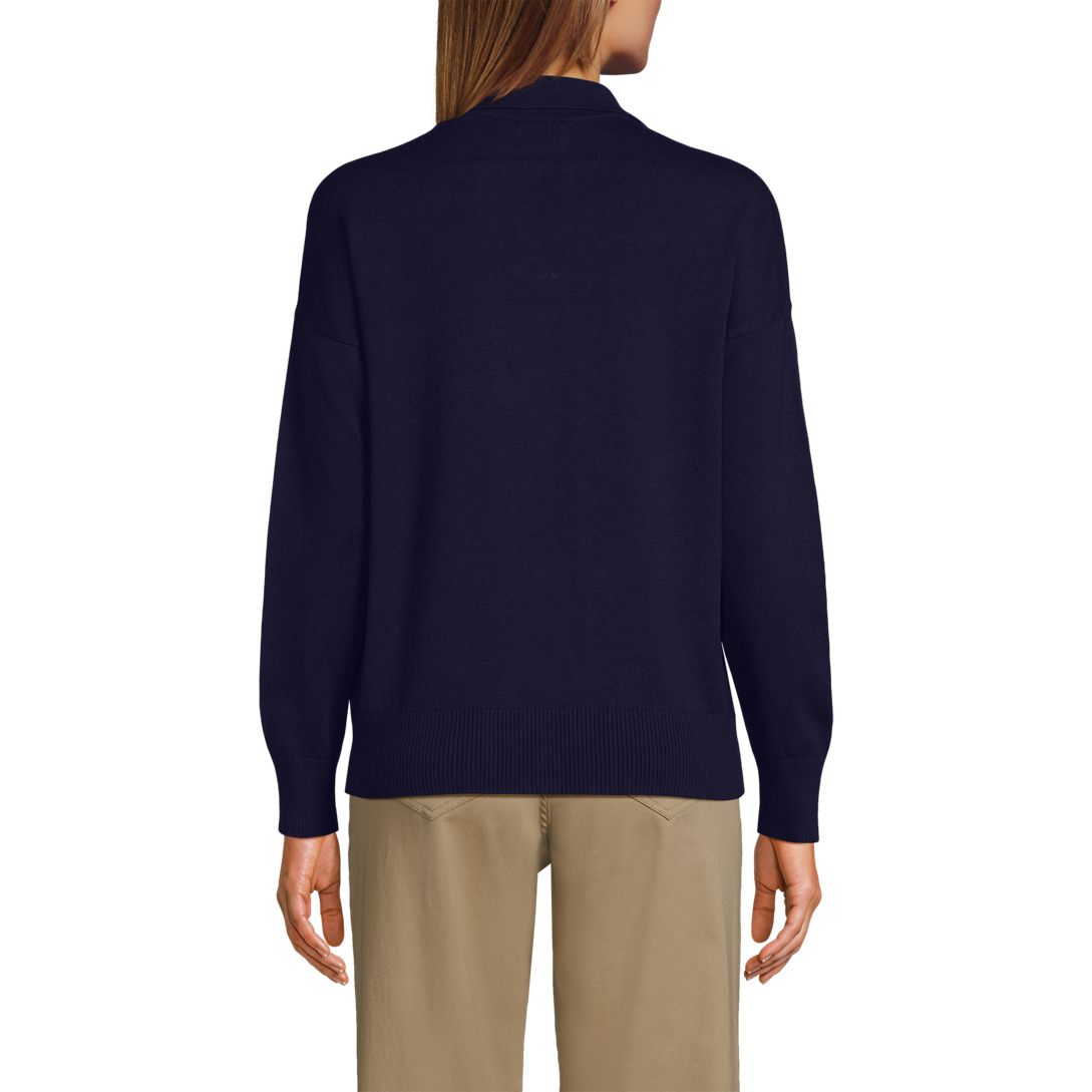 Women's Cotton Modal Long Sleeve Polo Collar Sweater
