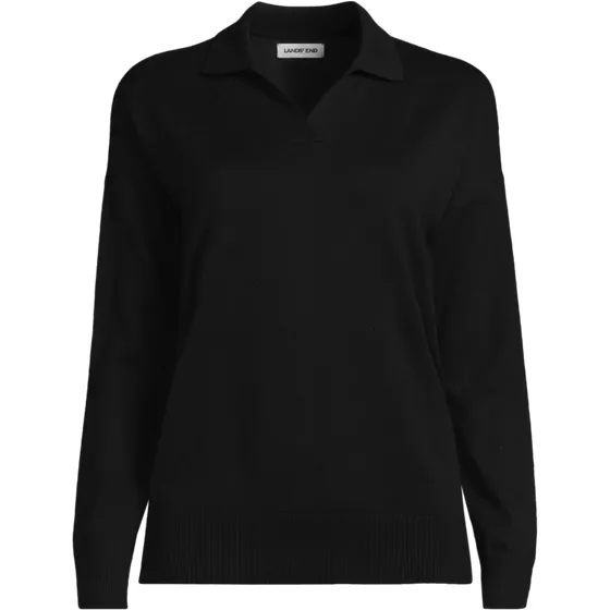 School Uniform Women's Cotton Modal Long Sleeve Polo Collar Sweater - primary