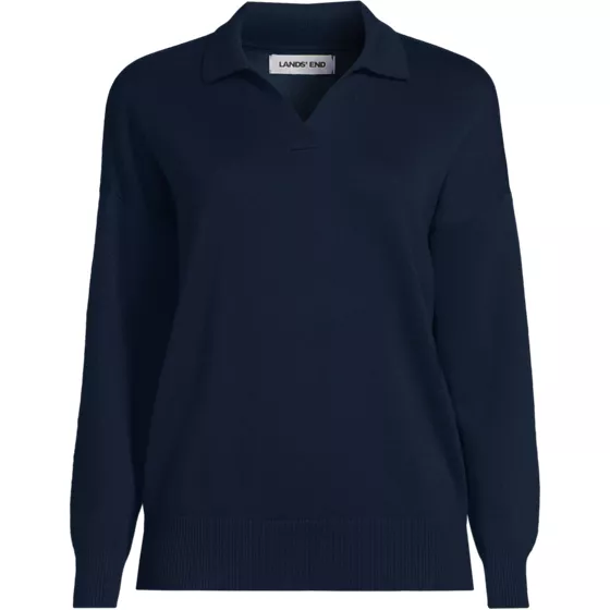 School Uniform Women's Cotton Modal Long Sleeve Polo Collar Sweater - primary