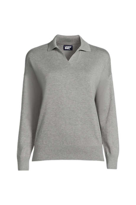 Women's Cotton Modal Long Sleeve Polo Collar Sweater