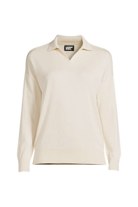 Women's Cotton Modal Long Sleeve Polo Collar Sweater