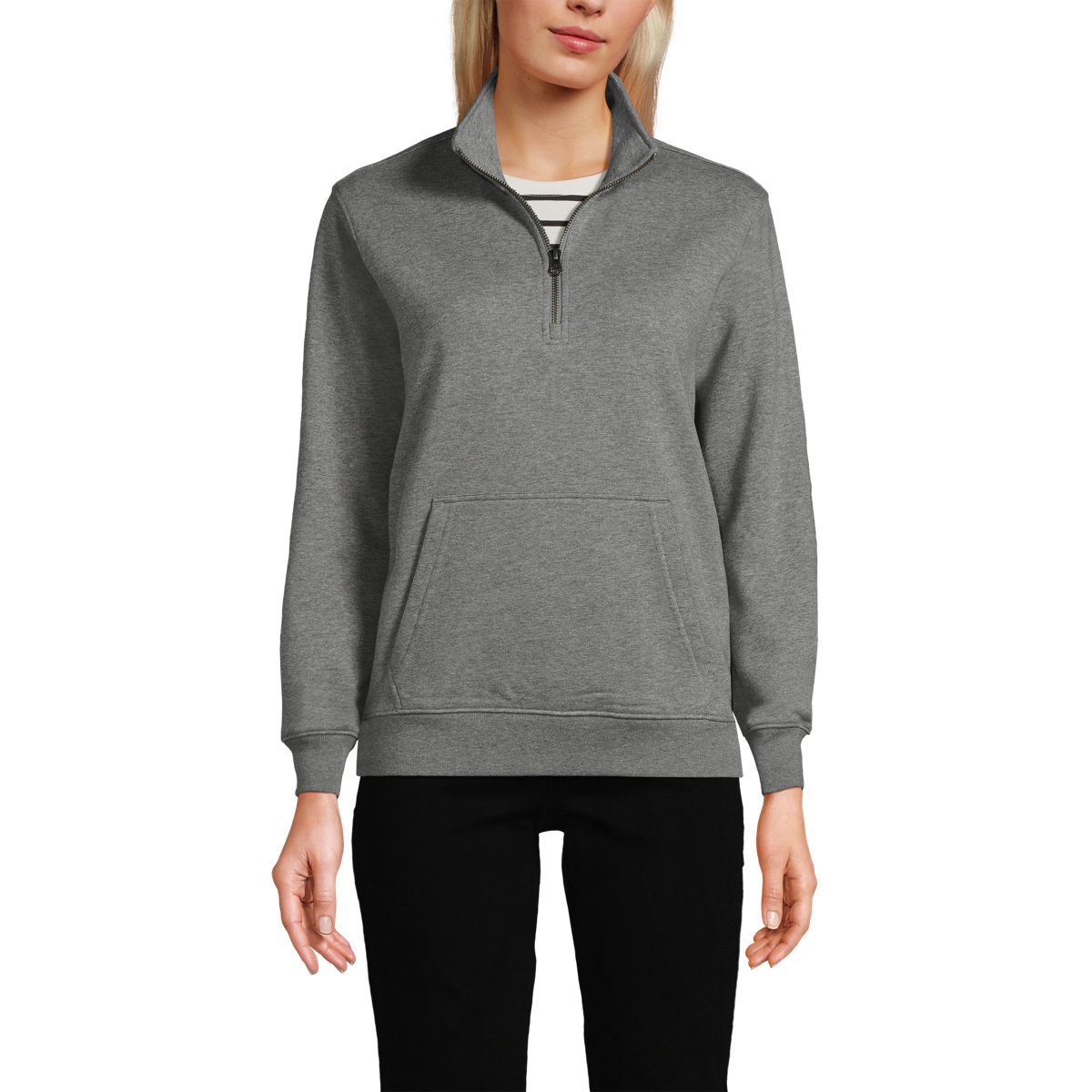 Unisex Long Sleeve Quarter Zip Mock Neck Sweatshirt