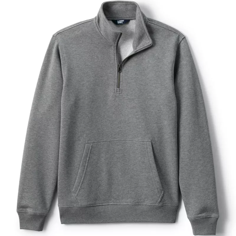 Unisex Big Long Sleeve Quarter Zip Mock Neck Sweatshirt, Front