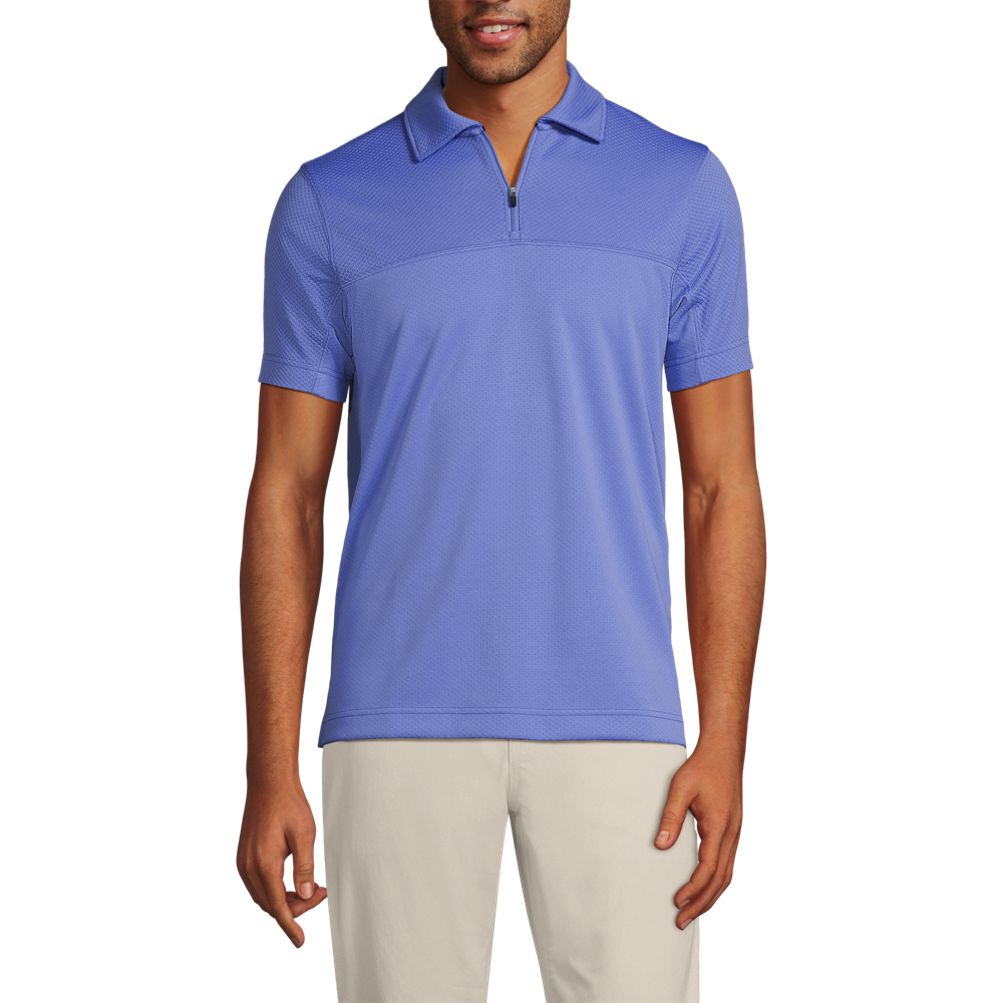 Unisex Short Sleeve Quarter Zip Textured Polo Shirt | Lands' End