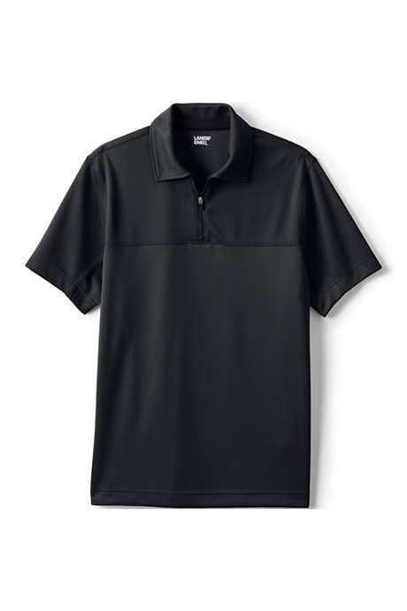 Unisex Short Sleeve Quarter Zip Textured Polo Shirt