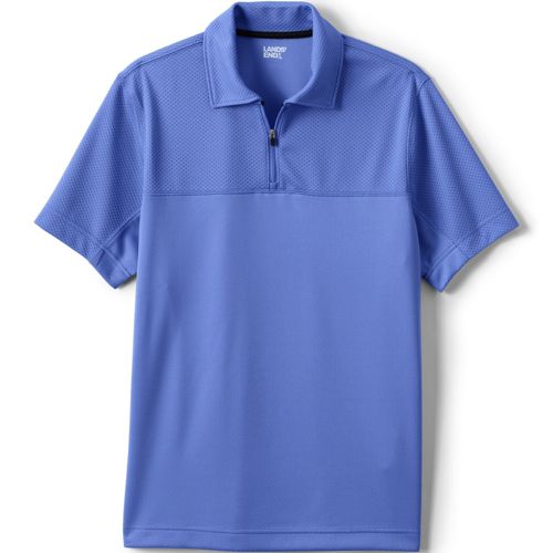 Unisex Short Sleeve Quarter Zip Textured Polo Shirt