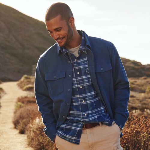 Men's Long Sleeve French Terry Shirt Jacket | Lands' End