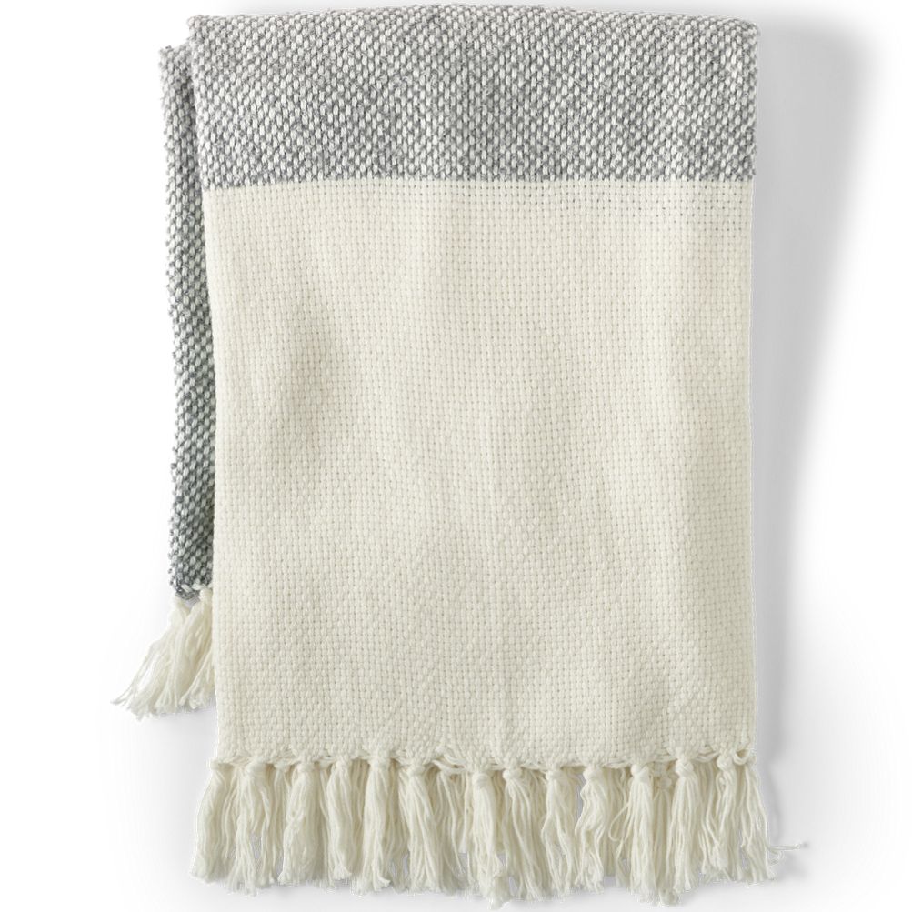 Cotton Blend Color Block Throw Lands End