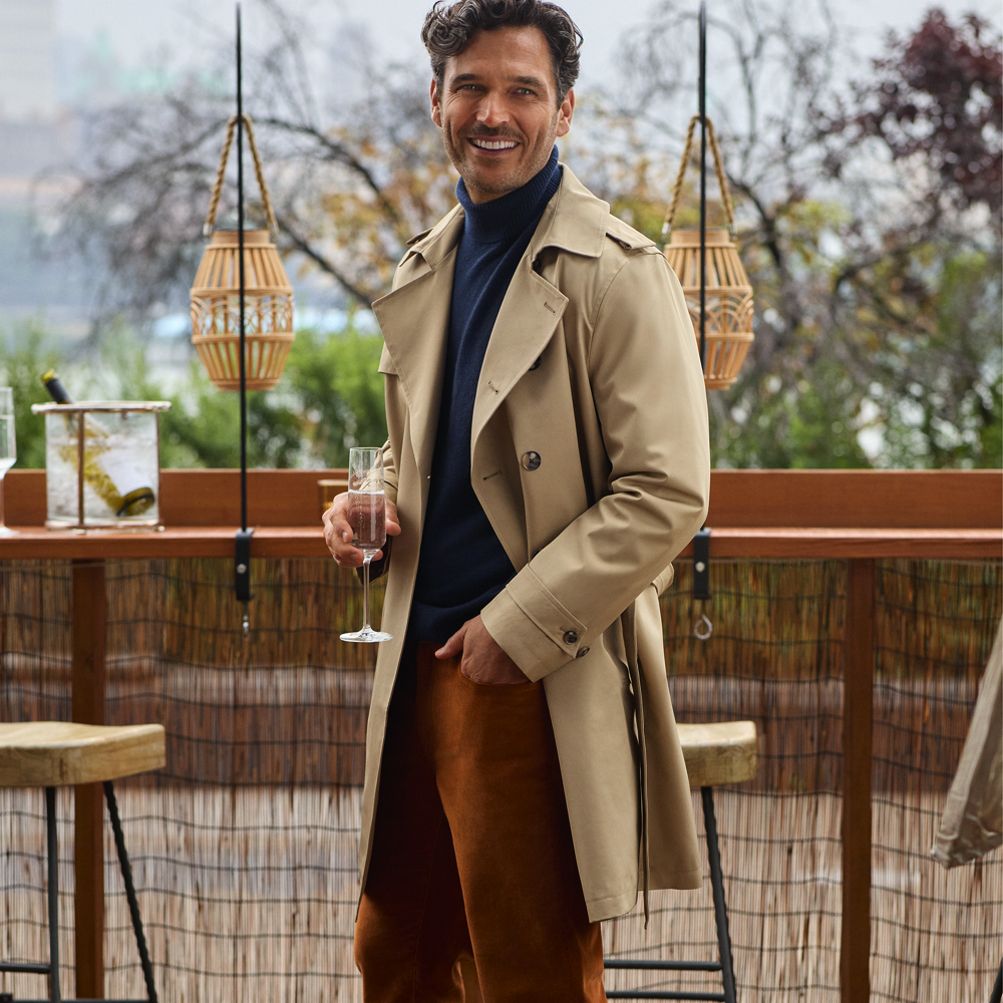 Tan trench outlet coat male