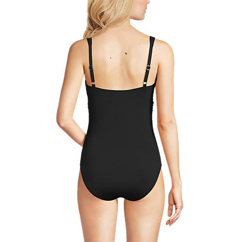 Women's Chlorine Resistant Wrap One Piece Swimsuit - Secondary
