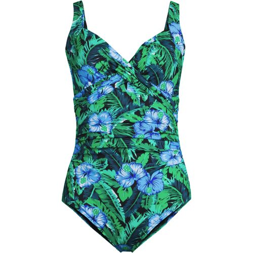 Lands' End Women's SlenderSuit Tummy Control Chlorine Resistant V-Neck Wrap  One Piece Swimsuit, Violet Rose/Navy Ombre, 6 : : Clothing, Shoes  & Accessories