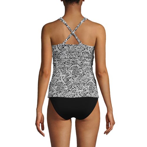 Women's D-Cup Chlorine Resistant Sweetheart V-neck Tankini Top Swimsuit  with Adjustable Straps