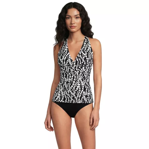 Women's V-Neck Plunge X Back Tankini Top , Front