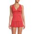 Women's Petite V-Neck Plunge X Back Tankini Top, Front