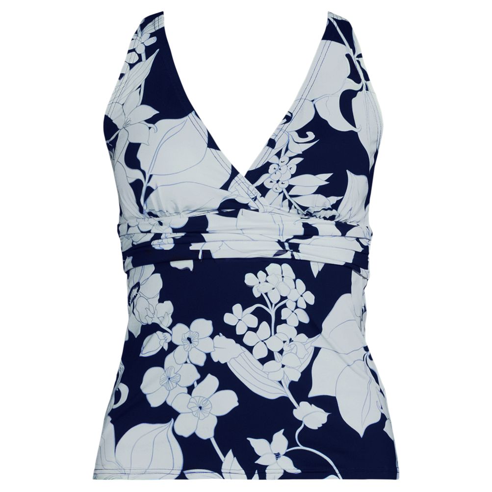 Women's V-Neck Plunge X Back Tankini Top | Lands' End
