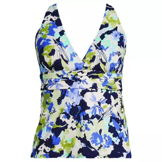 Women's V-neck Plunge X Back Tankini Top - primary