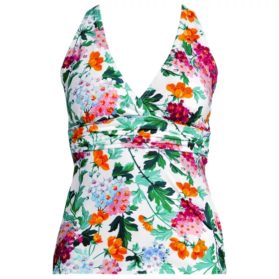 Women's V-neck Plunge X Back Tankini Top - primary