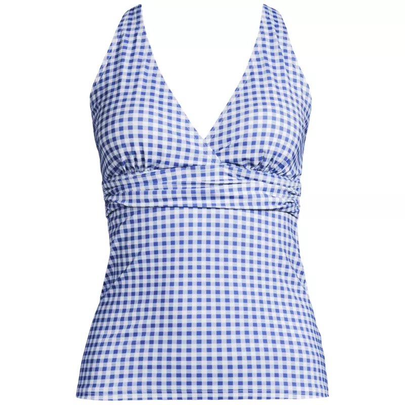 Women's D-Cup V-neck Plunge X Back Tankini Top , Front