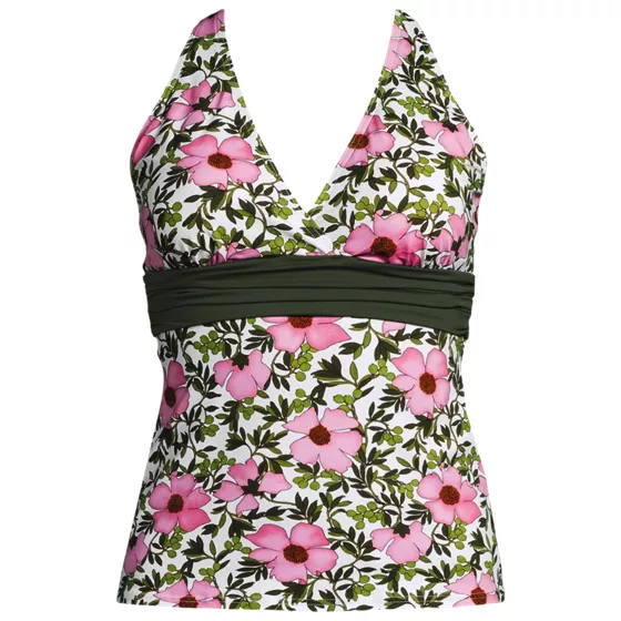 Women's V-neck Plunge X Back Tankini Top - primary