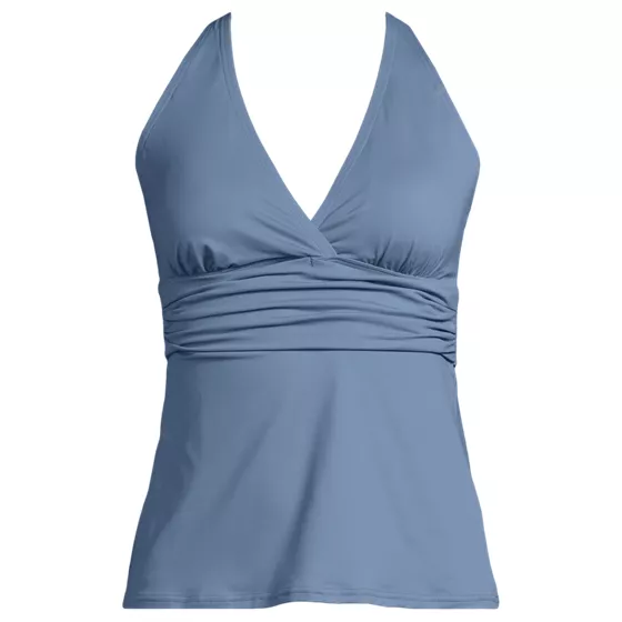 Women's Petite V-neck Plunge X Back Tankini Top  - primary