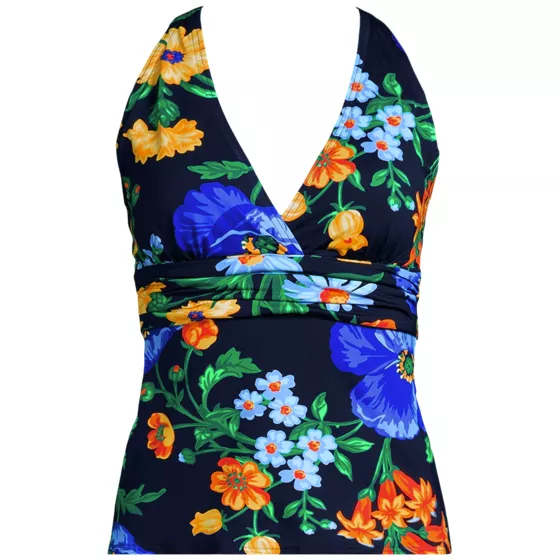 Women's Petite V-neck Plunge X Back Tankini Top  - primary