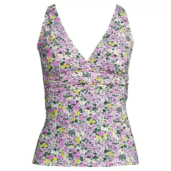 Women's V-neck Plunge X Back Tankini Top - primary