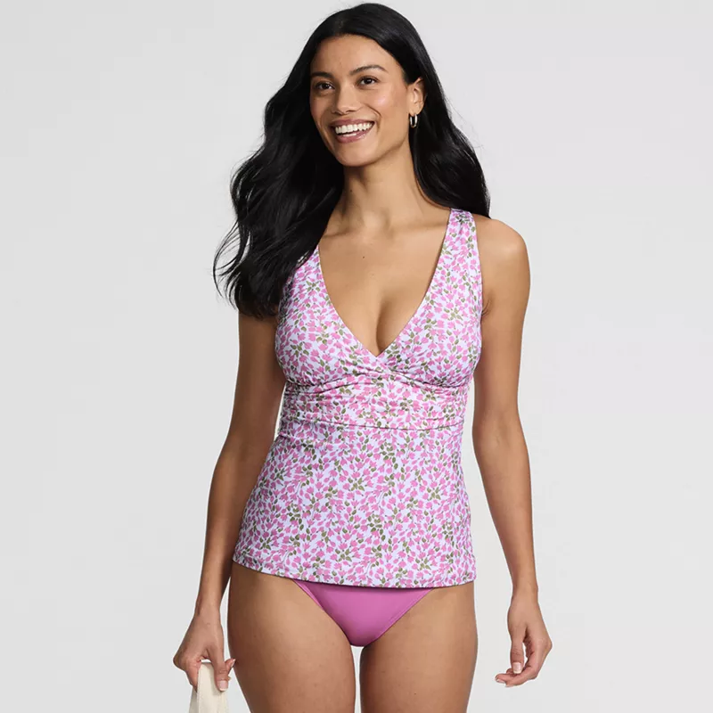Women's V-neck Plunge X Back Tankini Top , alternative image