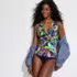 Women's Petite V-neck Plunge X Back Tankini Top , alternative image