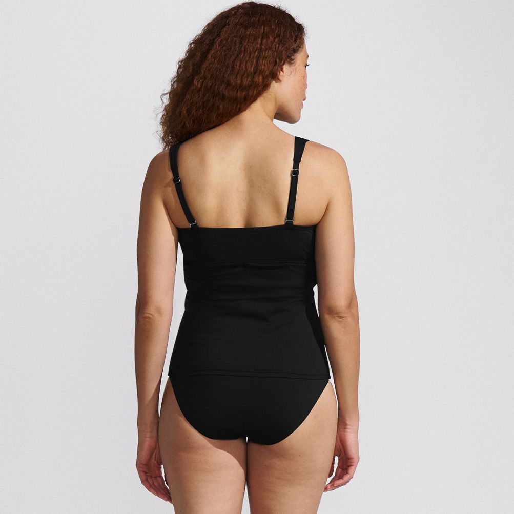 Women's V-Neck Plunge X Back Tankini Top | Lands' End