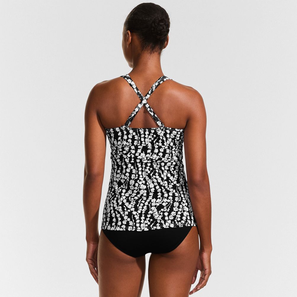 Women's V-neck Plunge X Back Tankini Top | Lands' End