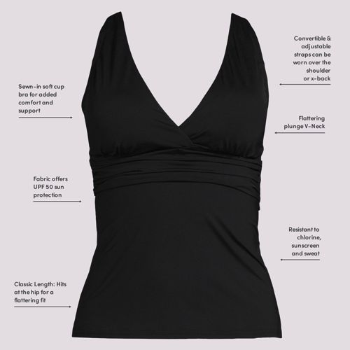 Women's V-Neck Plunge X Back Tankini Top, alternative image