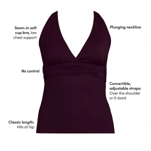 Women's V-Neck Plunge X Back Tankini Top , alternative image