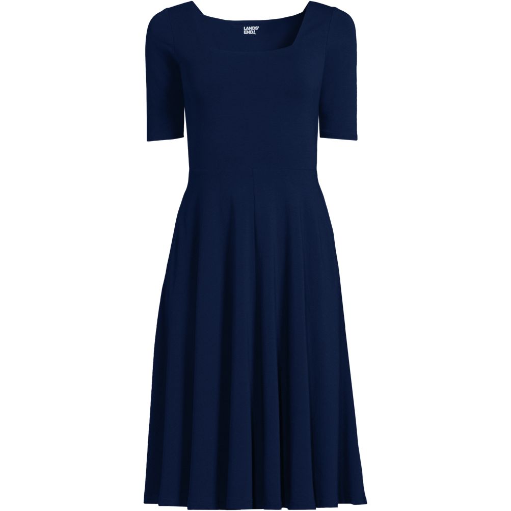 Women s Elbow Sleeve Fit and Flatter Dress Lands End